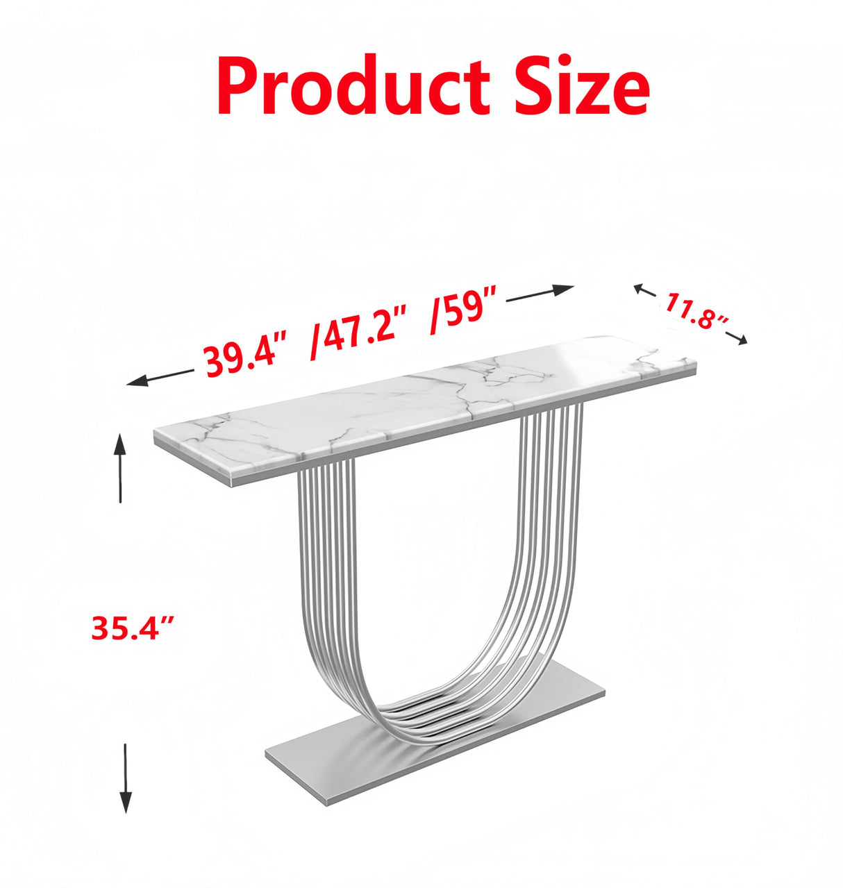 Console Table 35.4" High Marble Accent Table for Hall Nordic Marble Ultra Narrow