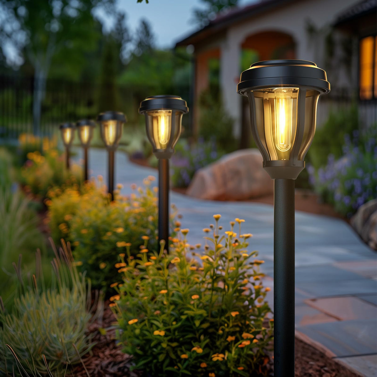 12 Pack Solar Lights Outdoor, Solar Pathway Lights Auto On/Off Waterproof Garden