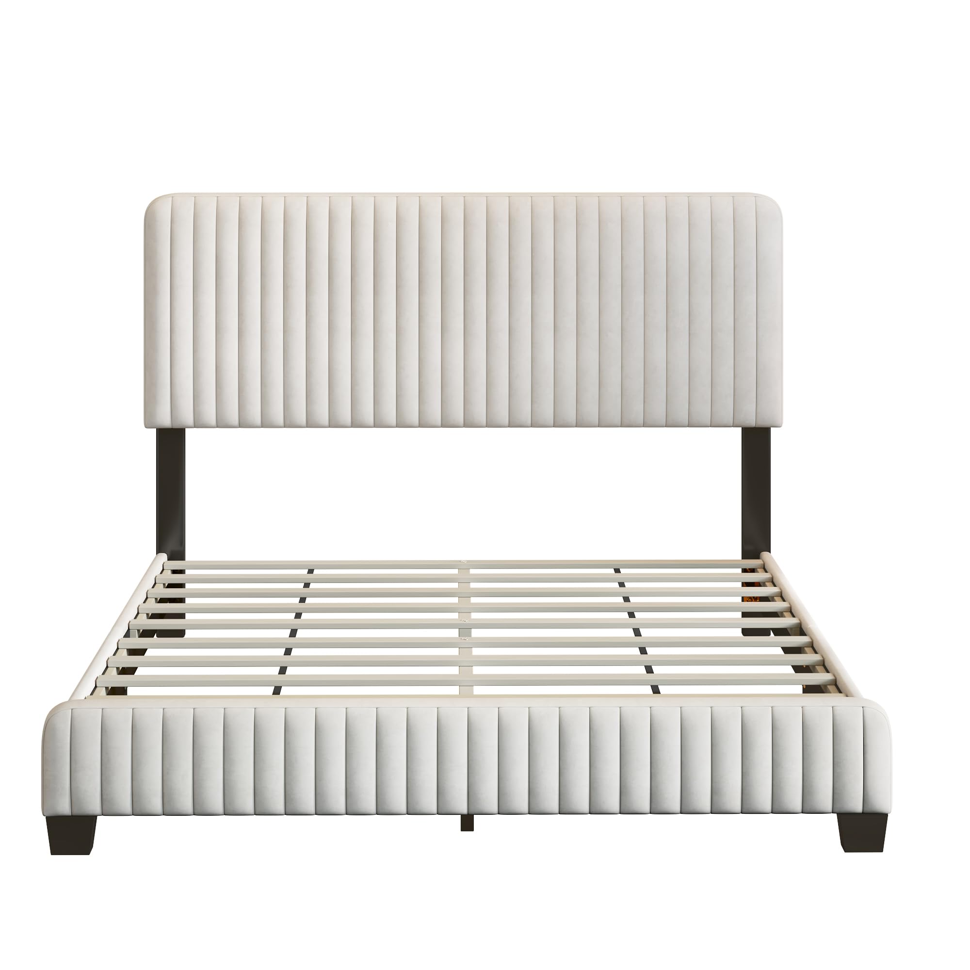 Queen Size Upholstered Platform Bed for Bedroom, No Box Spring Needed