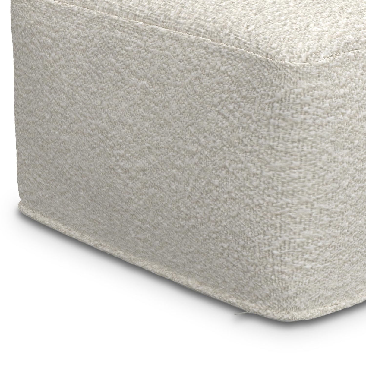 Chantal Contemporary Square Pouf in Ivory Boucle for The Living Room