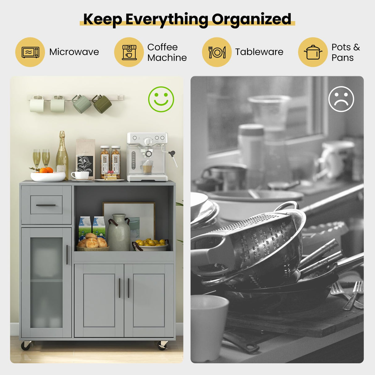 Rolling Kitchen Island Cart on Wheels, Mobile Kitchen Cart