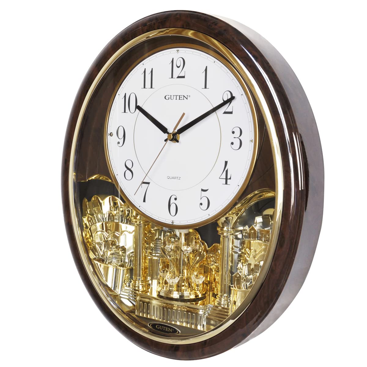 YUNTIMESS Melody & Chime Motion Wall Clock with Rotating Pendulum, Decorative Wall Clock, for Home, Hotel, Library or Church Decor.