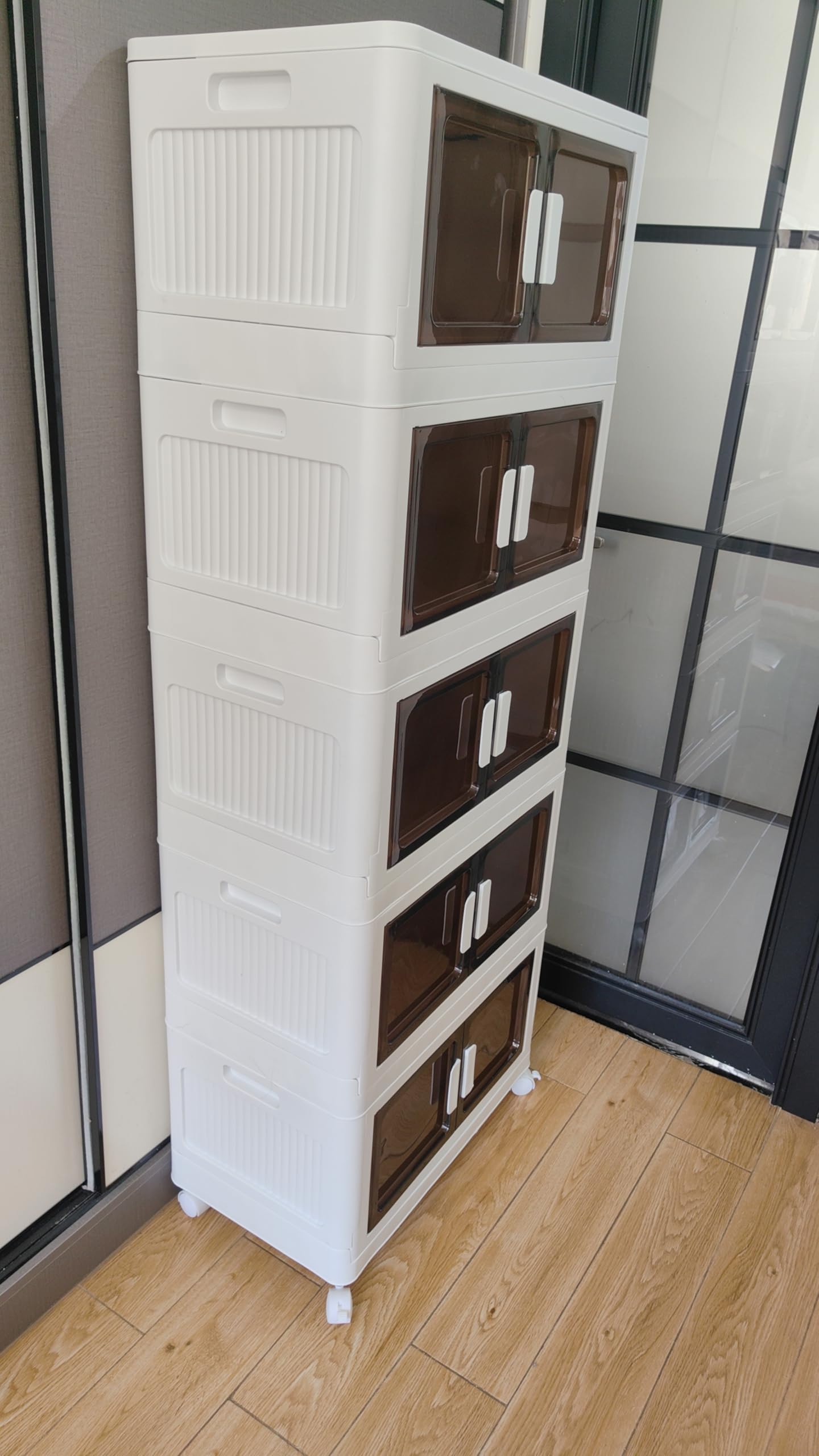 80 Gals Storage Bins with Lids - Folding Storage box with Doors and Wheels