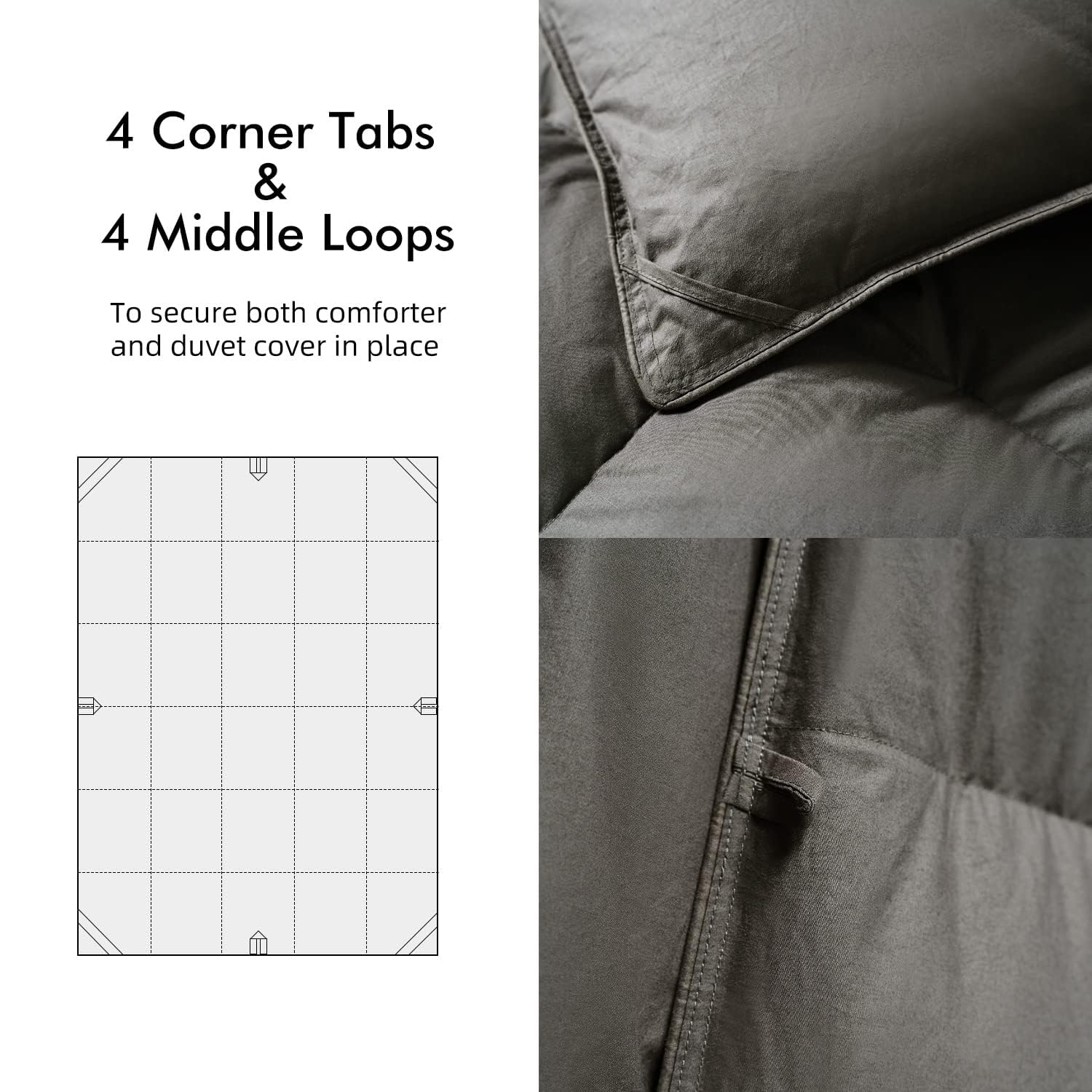 Premium Feathers Down Comforter California King Size All Season Gray 100% Cotton Cover