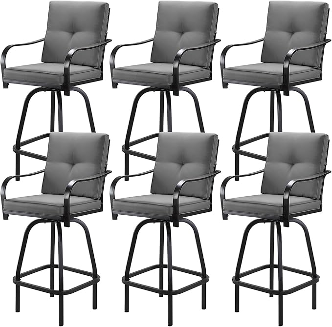 Patio Swivel Bar Stools Set of 4, Outdoor Bar Height Patio Swivel Chairs