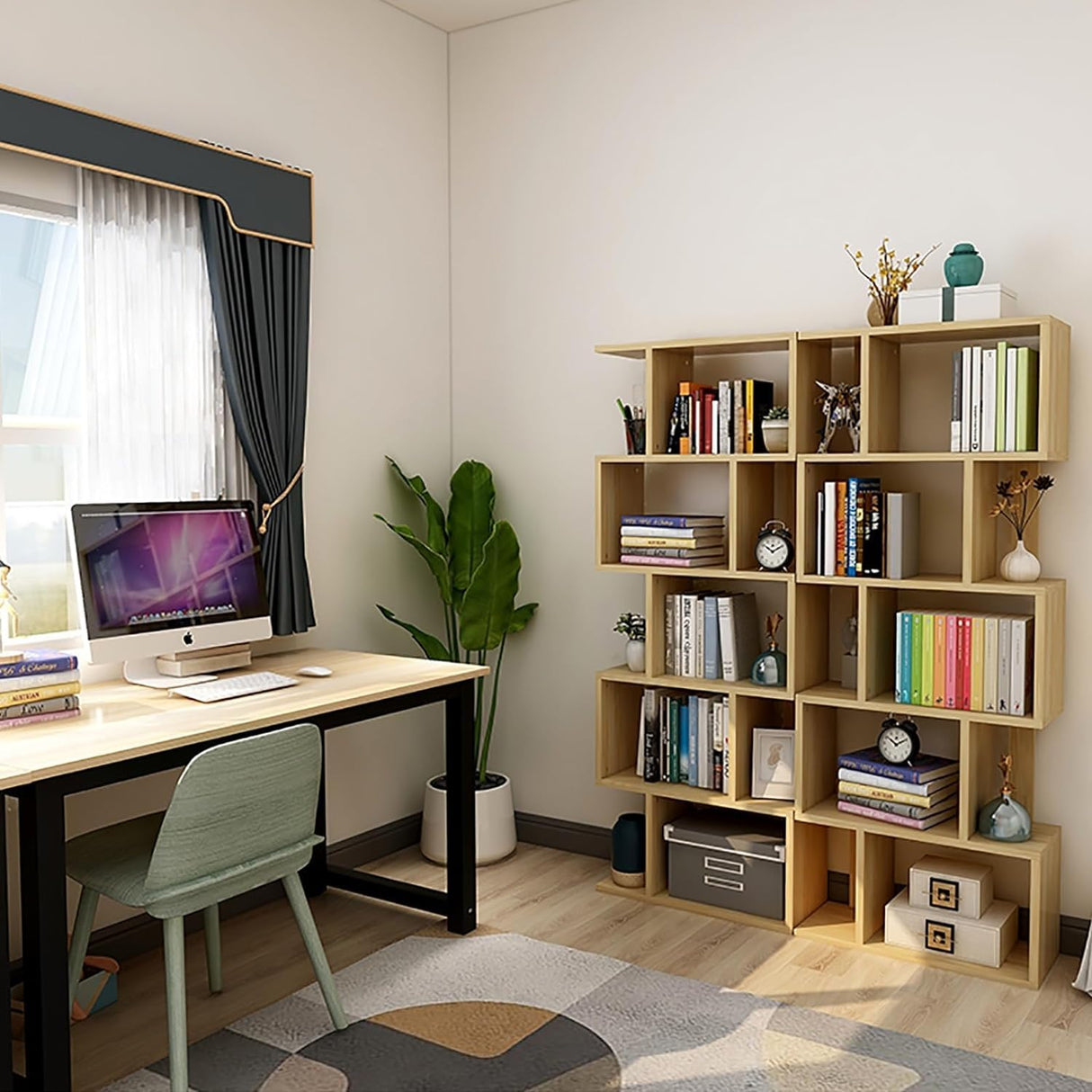 Bookcase Creative Bookshelf Multi-Layer Floor-to-Ceiling Bookcase Home Study Book Storage