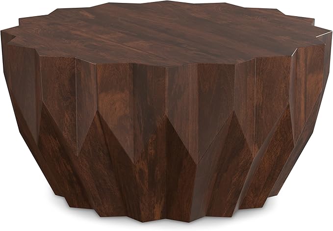 Turnbull Solid Mango Wood 34 inch Wide Polygon Contemporary Coffee Table in Walnut