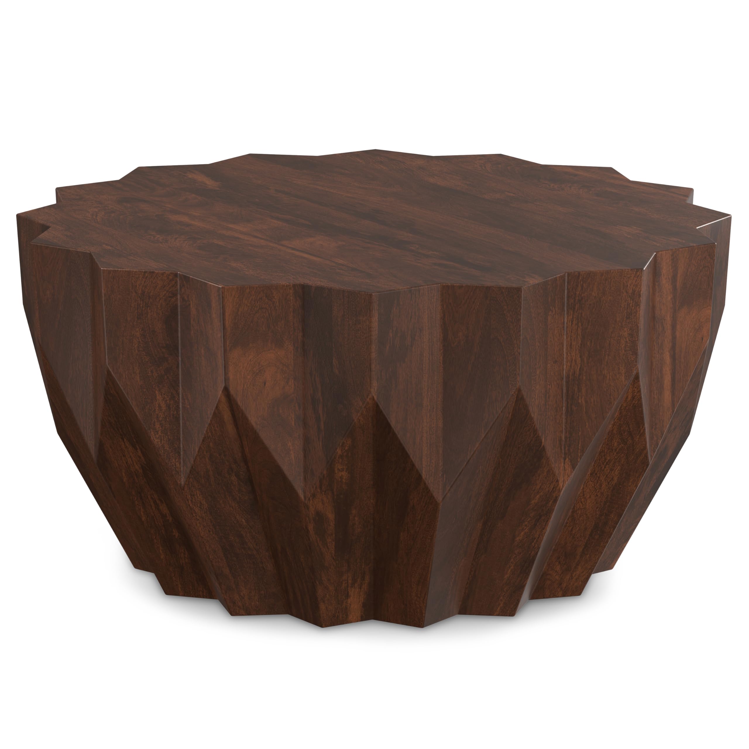 Turnbull Solid Mango Wood 34 inch Wide Polygon Contemporary Coffee Table in Walnut