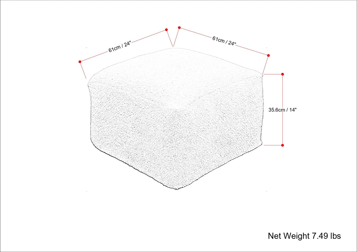 Chantal Contemporary Square Pouf in Ivory Boucle for The Living Room