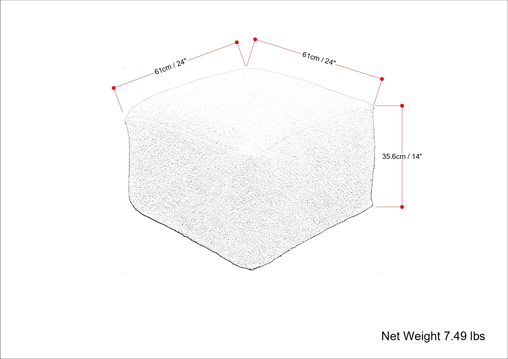 Chantal Contemporary Square Pouf in Ivory Boucle for The Living Room