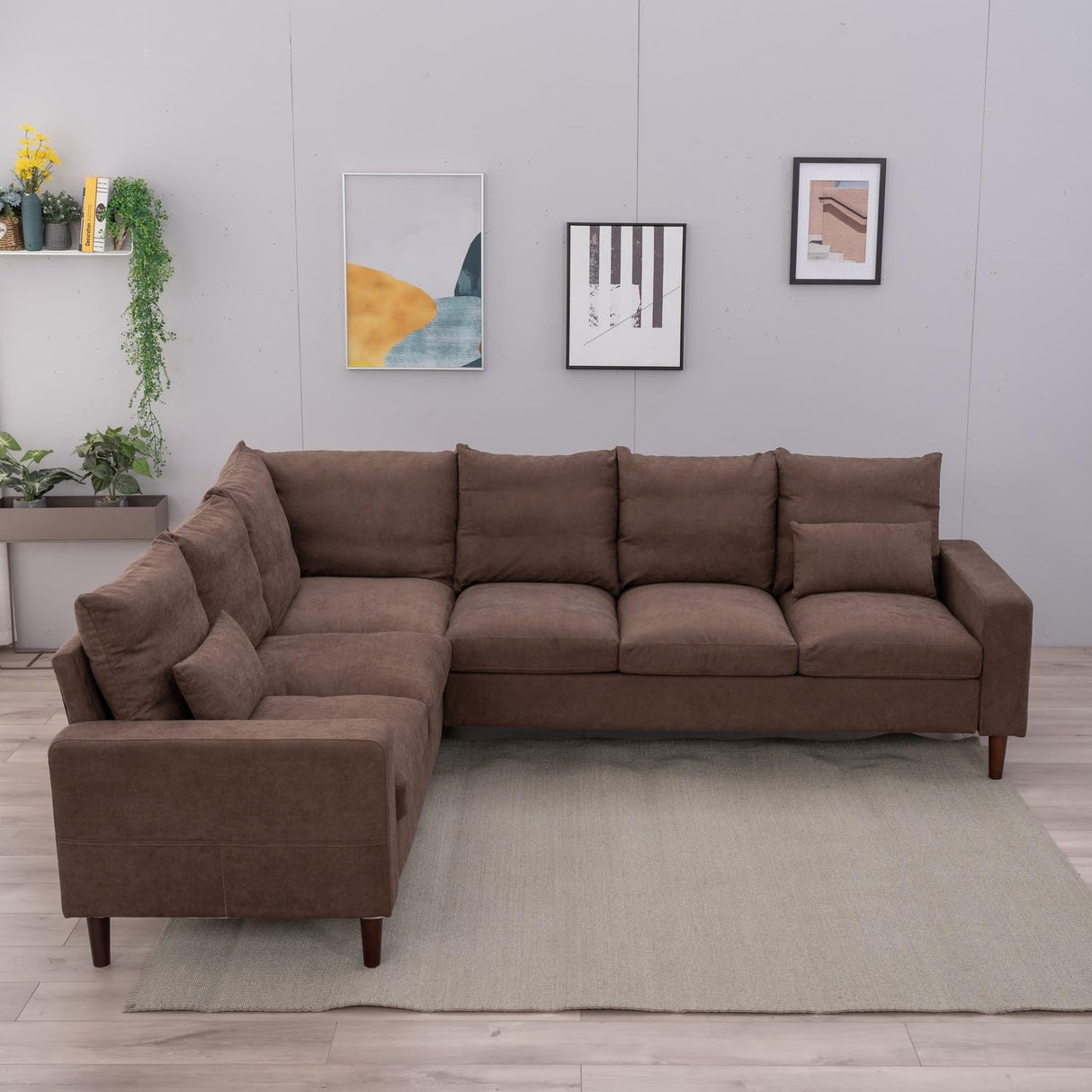 Panana 6-Seater Linen Sectional Corner Sofa with Cushion Back