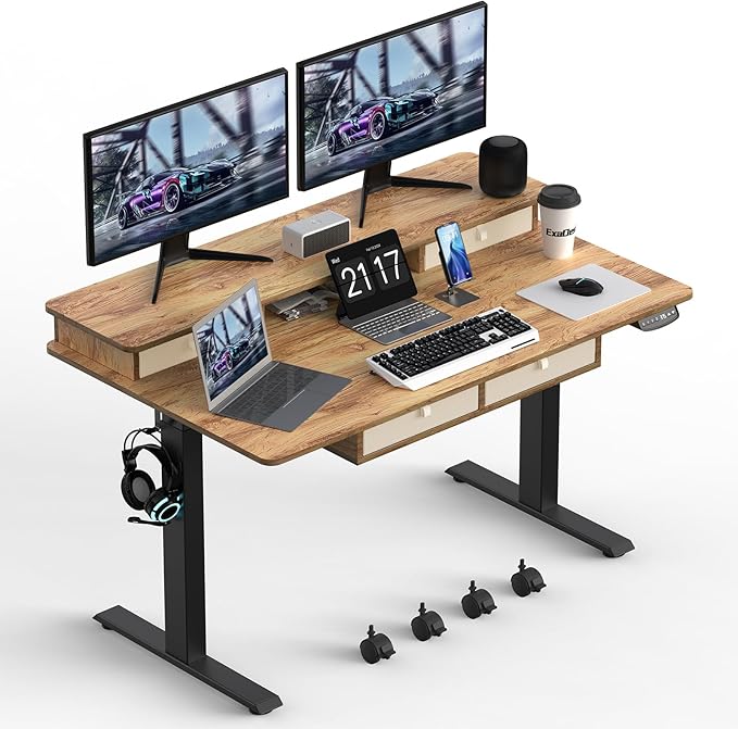 48 * 30 Inches Electric Standing Widened Desk Adjustable Height with 4 Drawers