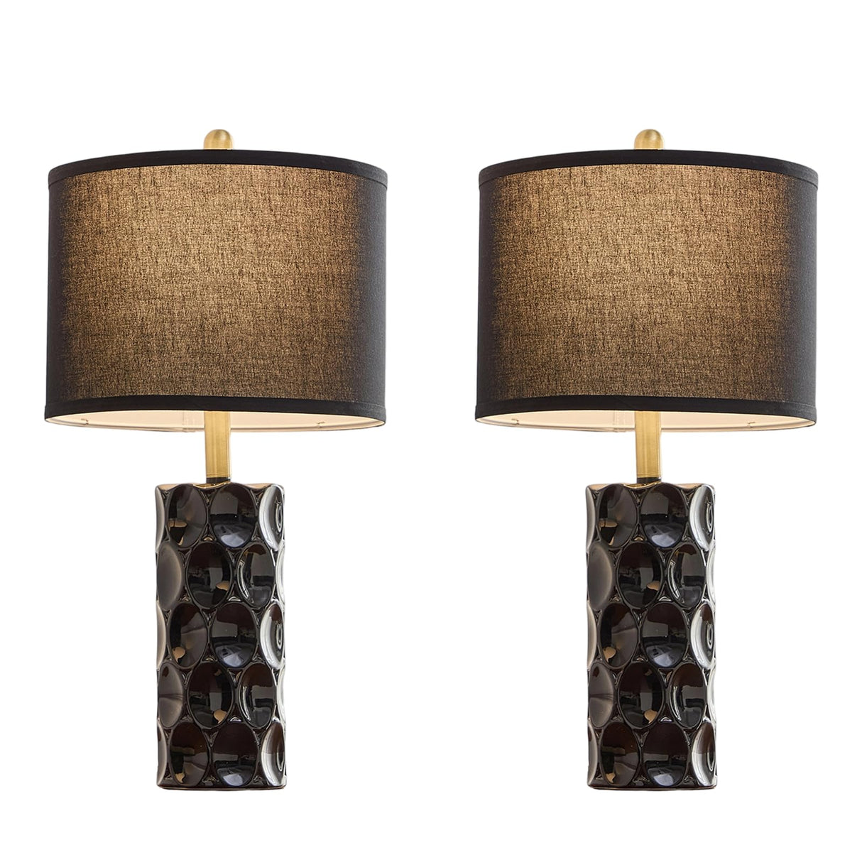 24" Modern Ceramic Table Lamp Set of 2 - 3 Color Dimmable Bedside Lamps