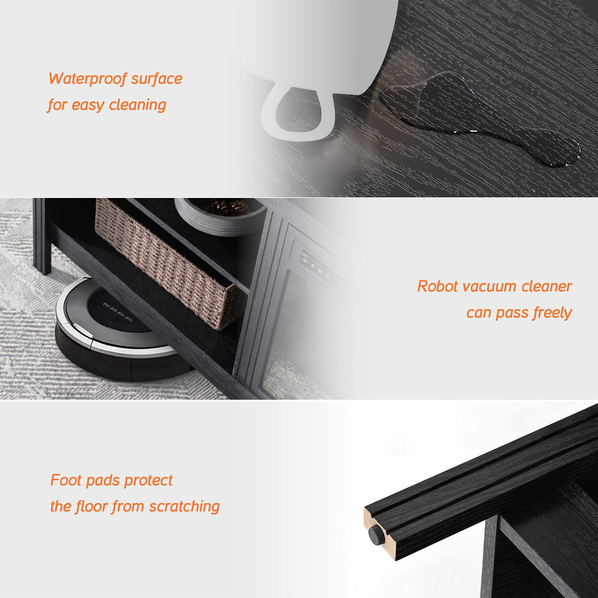 Fireplace TV Stand for 75+ Inch TV with Blue LED Light, Wood Entertainment Center