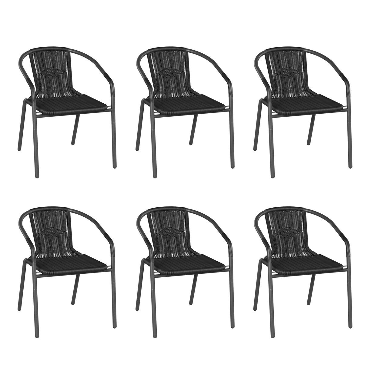 Rattan Outdoor Dining Chairs Set of 6, Wicker Stackable Patio Chairs