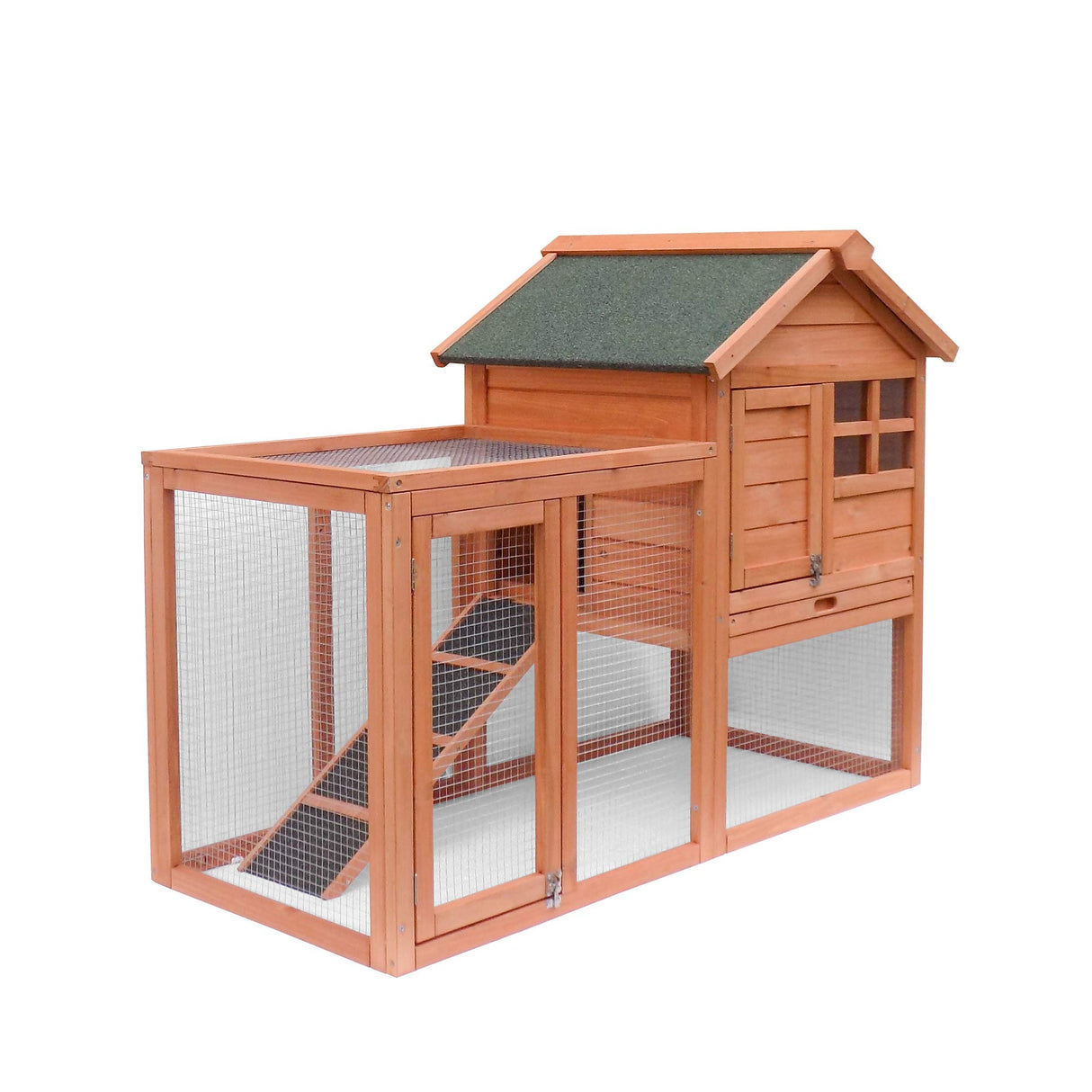 48” 2 Levels Outdoor Rabbit Hutch Weatherproof Bunny Hutch Outside Wooden