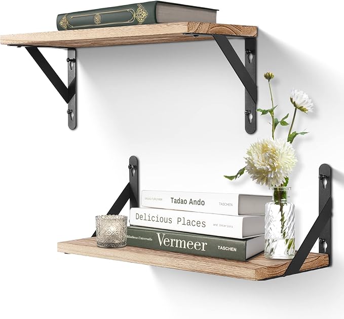 Floating Shelves, Solid Wood Wall Mounted Shelf for Bathroom