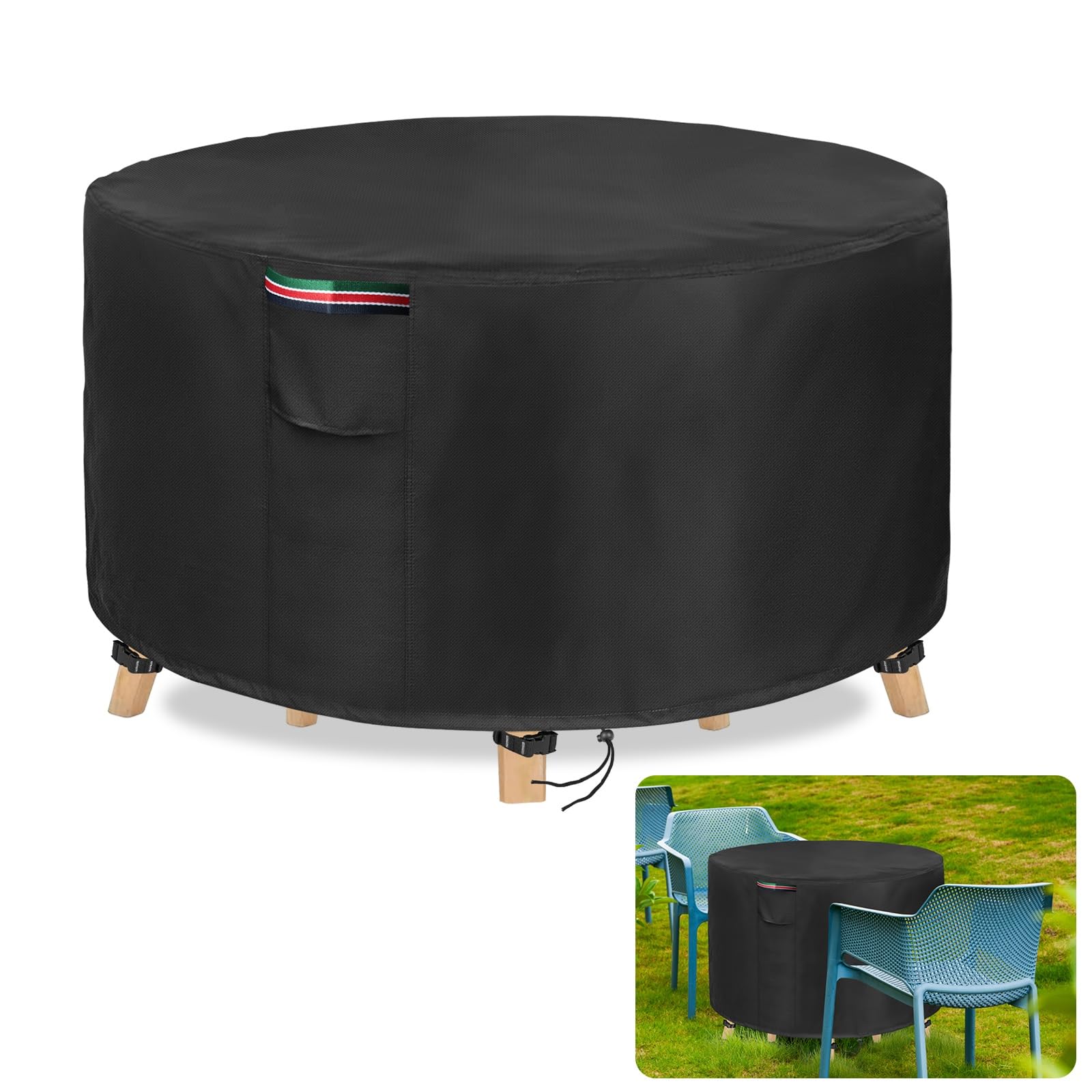 Round Patio Furniture Cover,Heavy Duty Waterproof Outdoor Table Chair Set Covers