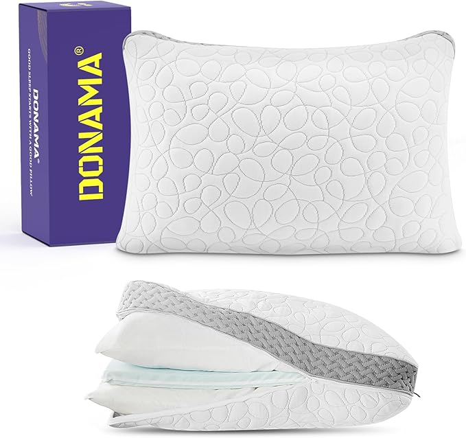 Adjustable Bed Pillows for Sleeping, Shredded Memory Foam Pillows with 200g Extra Filling