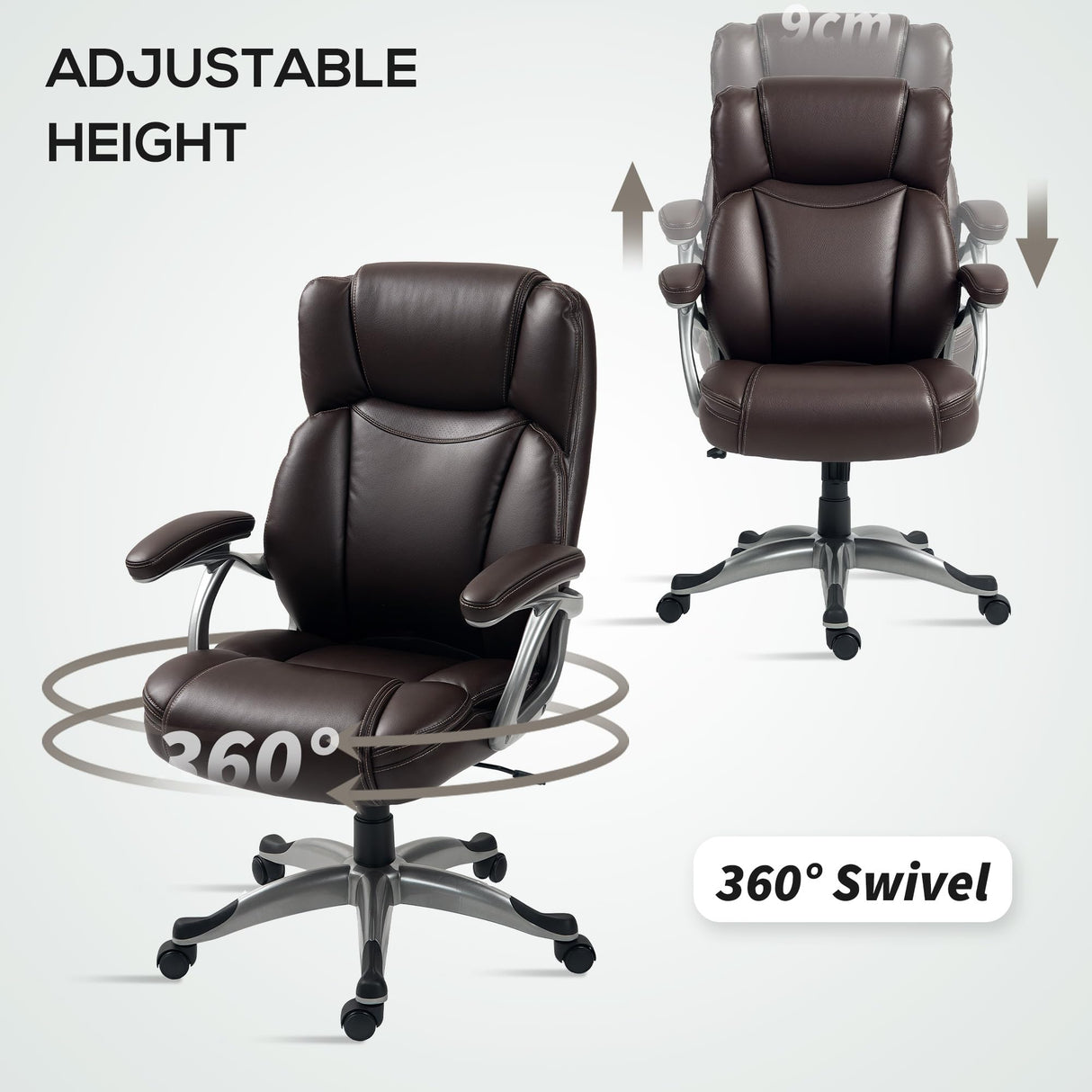 Executive Office Chair with Tilt Function - PU Leather High Back Swivel Desk Chair