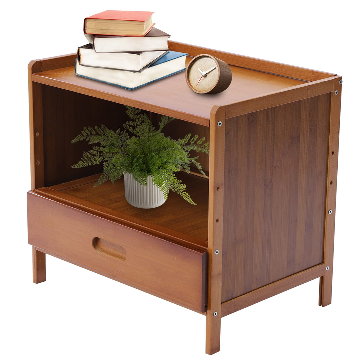 Nightstand with Drawer and Open Shelf,Small Side End Table