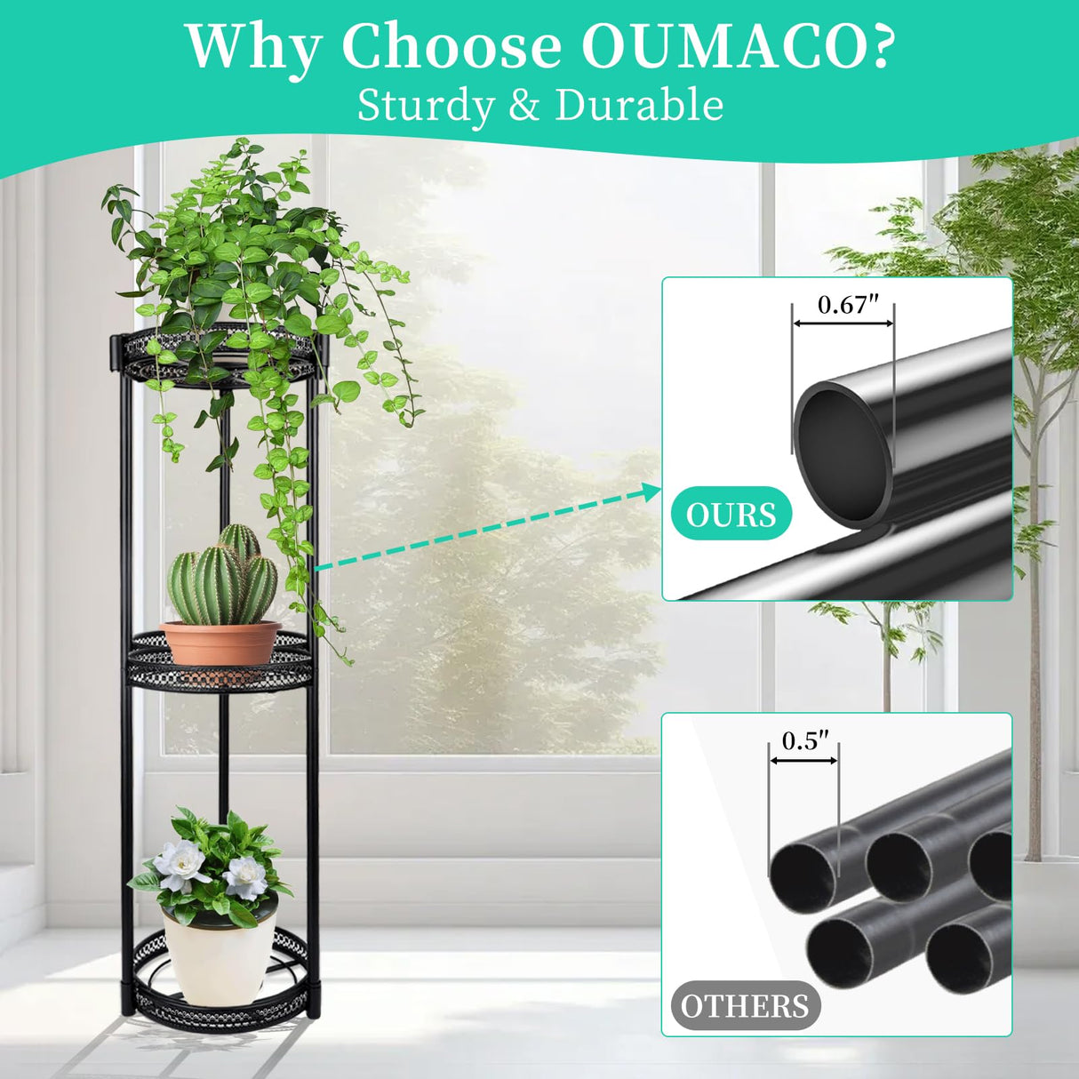 Verona 3-Tier Corner Metal Plant Shelf