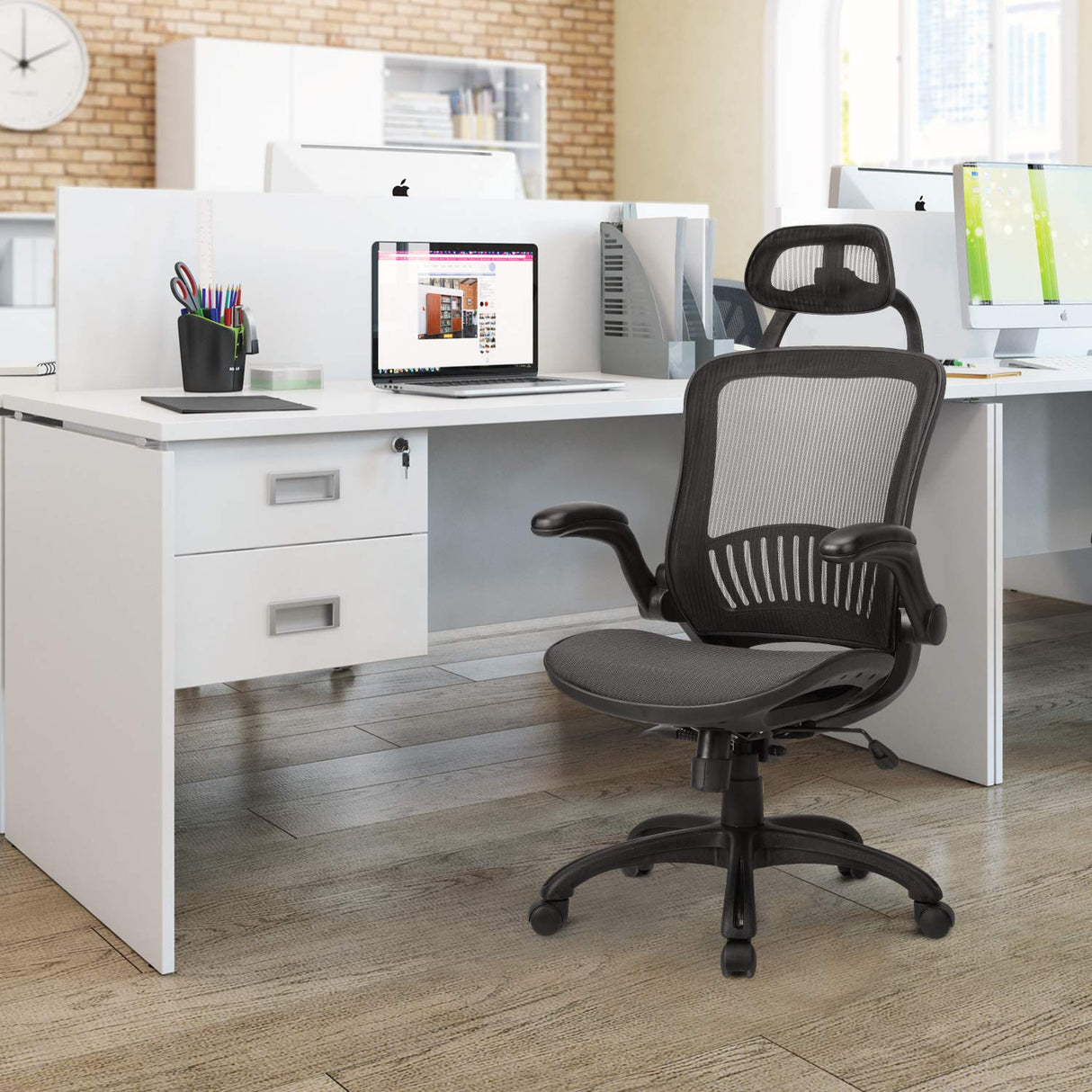 Office Chair Ergonomic Desk Chair Mesh Computer Chair with Lumbar Support Headrest
