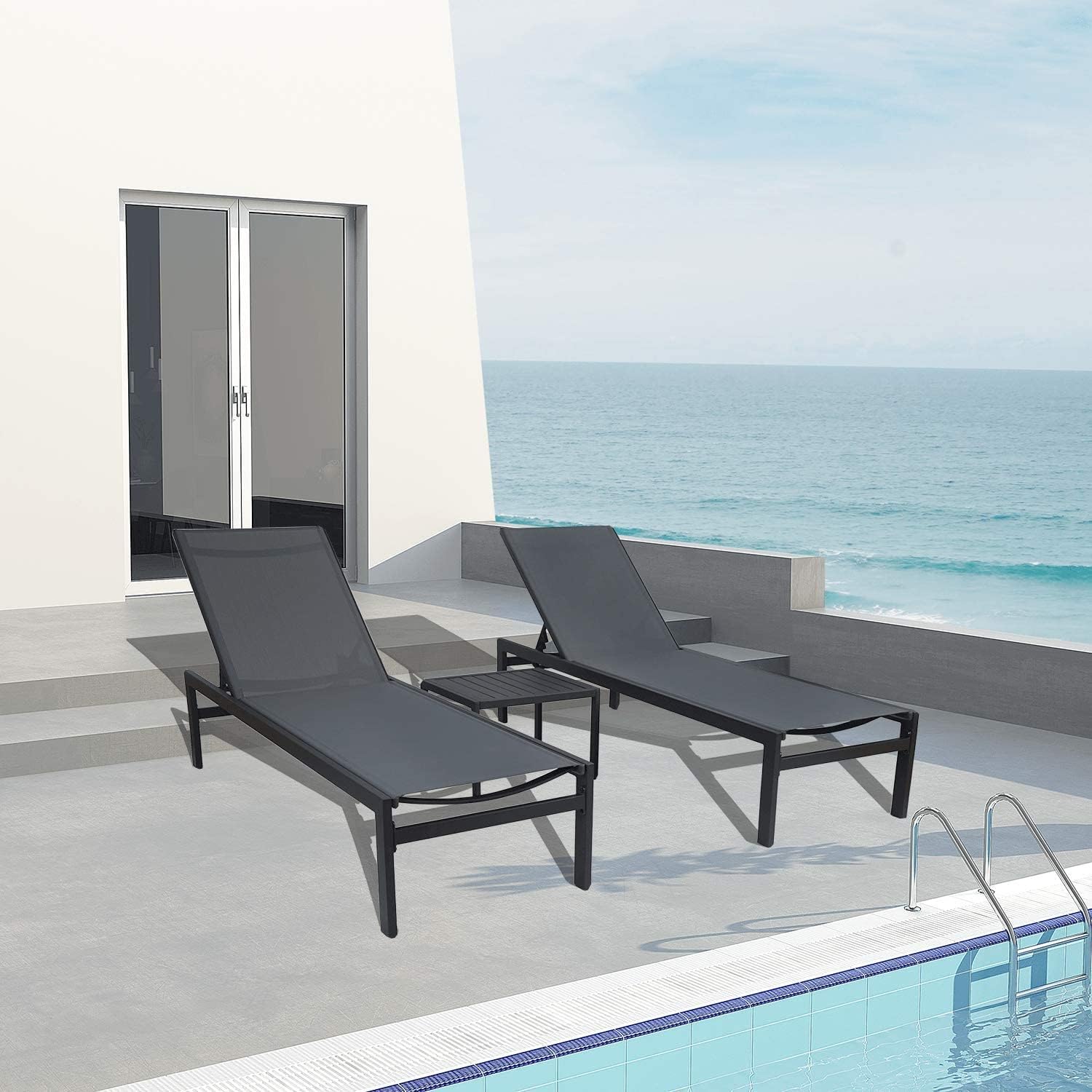 Chaise Lounge Outdoor Aluminum Outdoor Chaise Lounge Set of 2 Flat Chaise Lounge