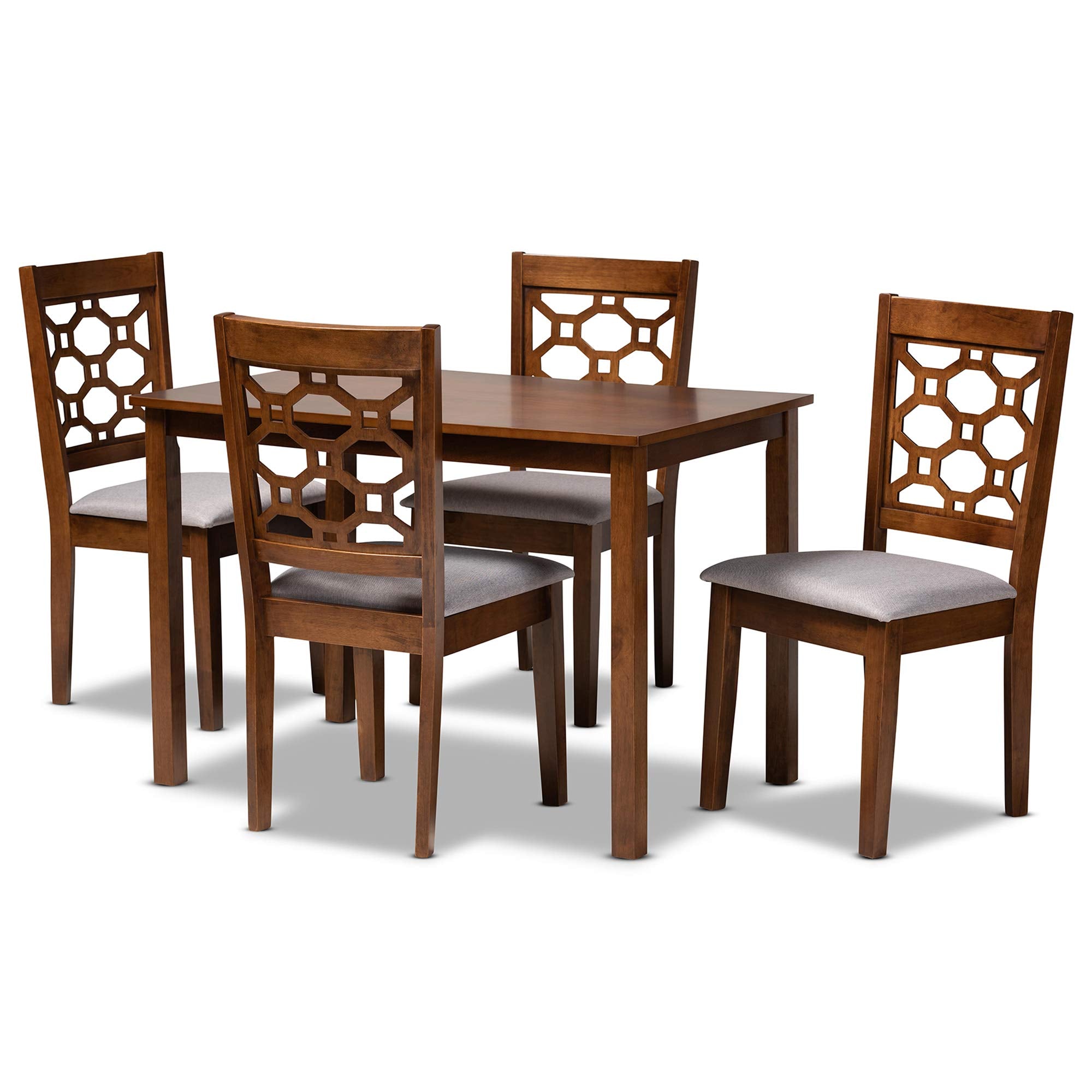 Henry Modern and Contemporary Grey Fabric Upholstered and Walnut Brown Finished