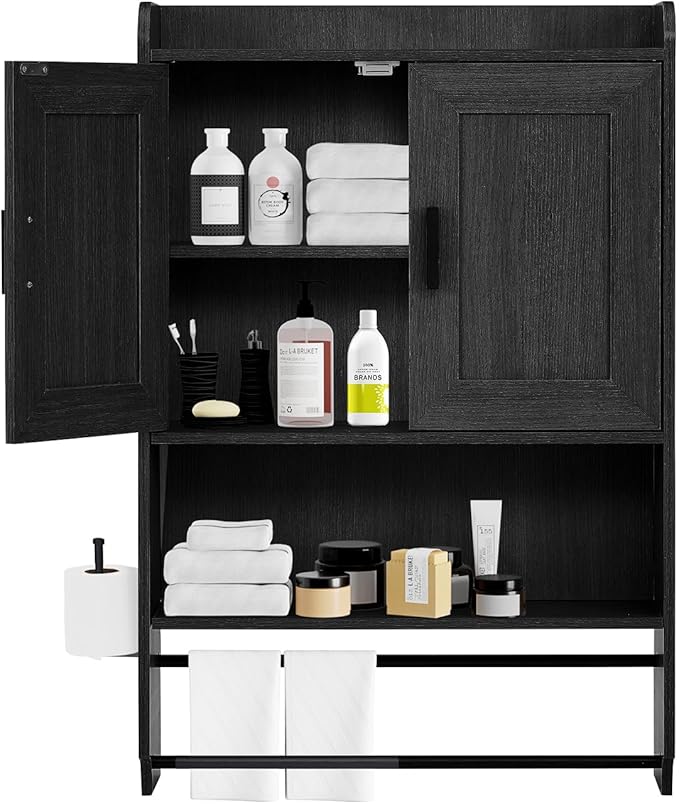 Bathroom Wall Cabinet, Wooden Medicine Cabinet Over The Toilet with Adjustable