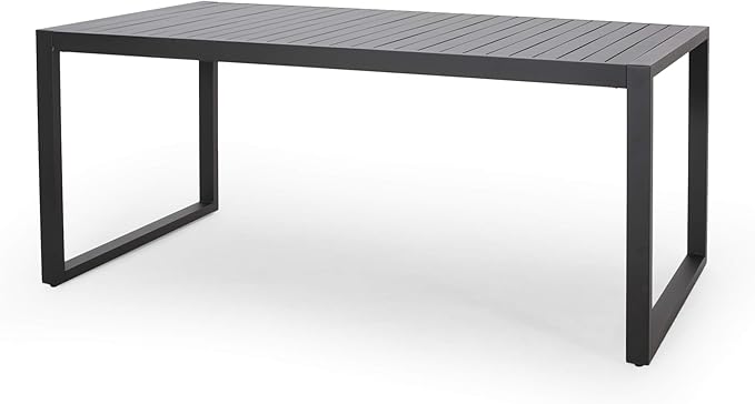 70-Inch Black Outdoor Dining Table - Modern Rectangular Design