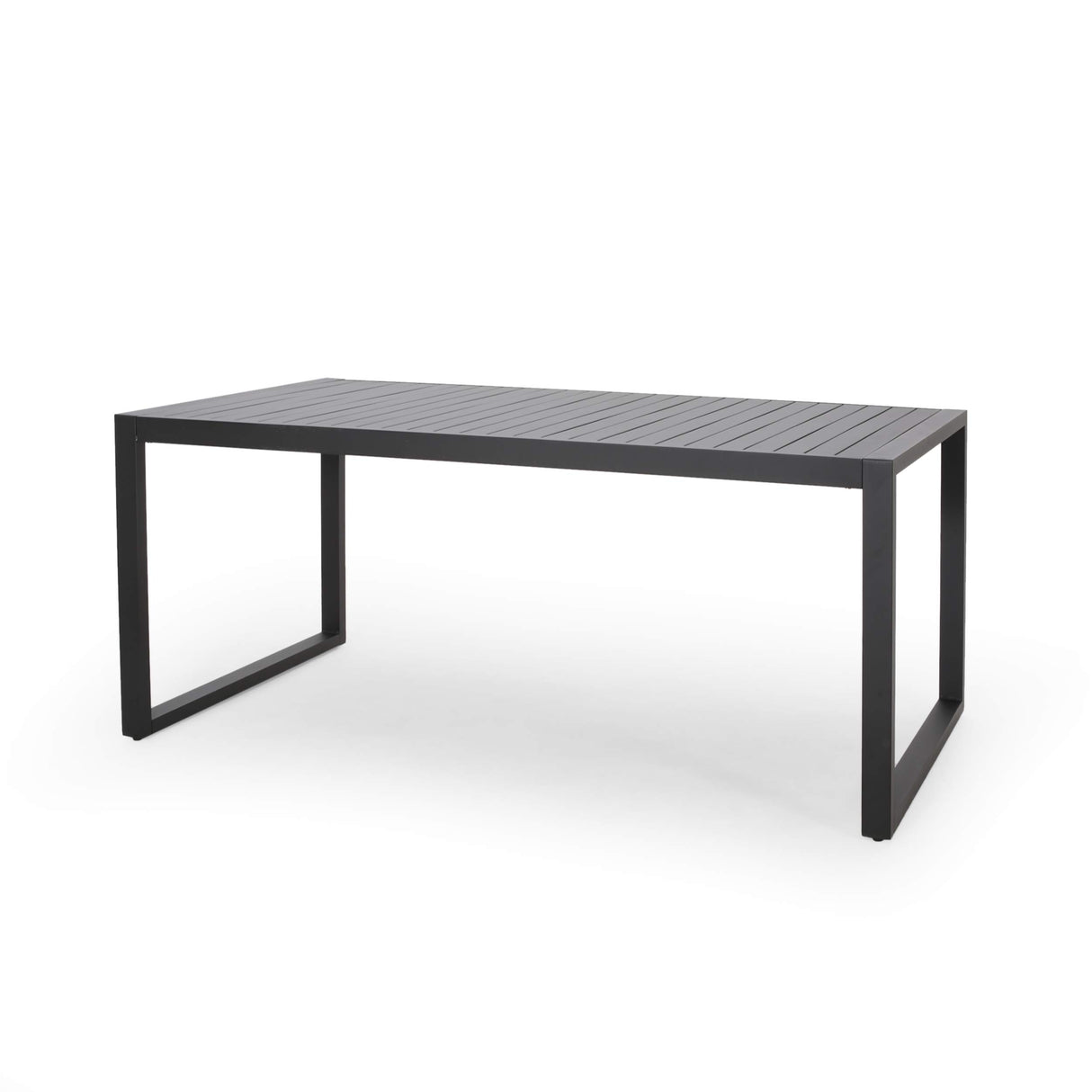 70-Inch Black Outdoor Dining Table - Modern Rectangular Design
