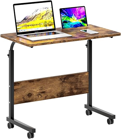 Rolling Laptop Desk Cart Height Adjustable, 23.6 inch Adjustable Mobile Bed Table