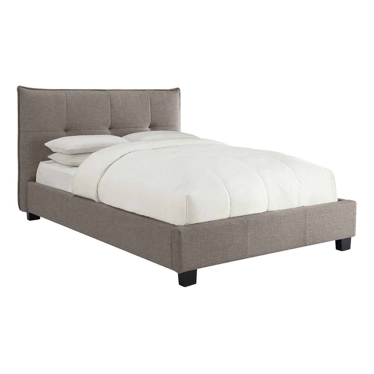 Modus Furniture Solid Wood Upholstered Platform Bed, King, Adona - Dolphin Linen