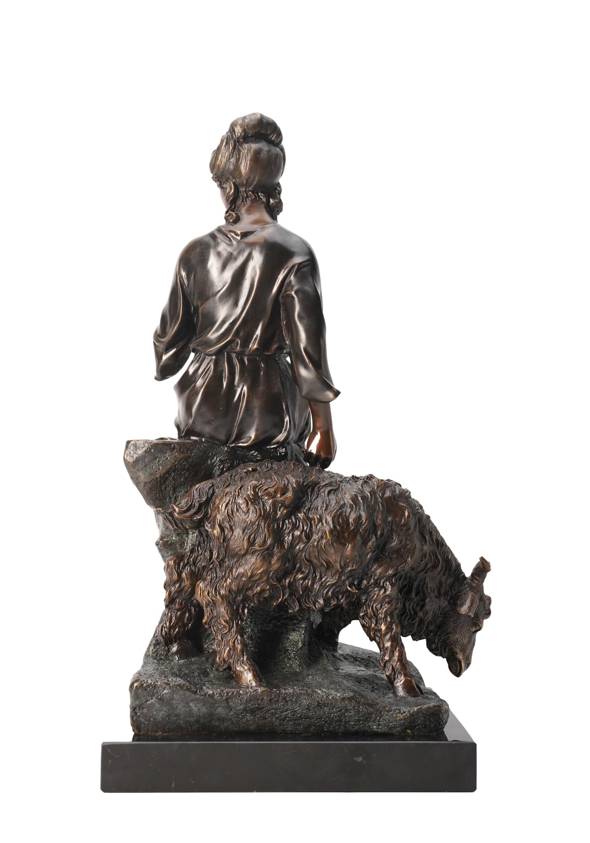 Handmade Bronze Statue of Shepherdess, French Classic Art Deco, Home Art Décor