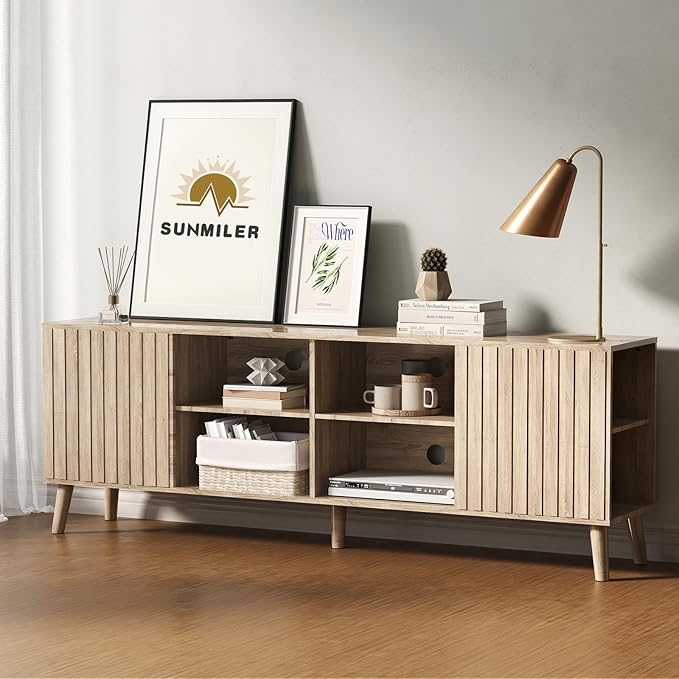 TV-Stand for 80 75 70 65" TVs - 70-inch Grey Entertainment Center