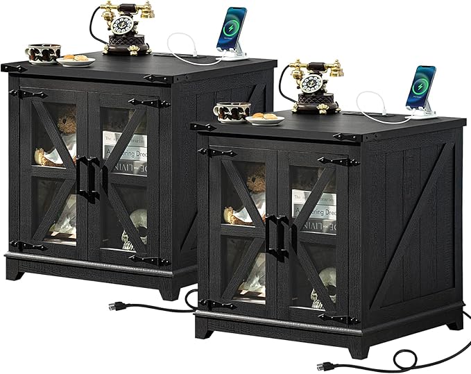 Farmhouse End Table,24" Large Sofa Side Table