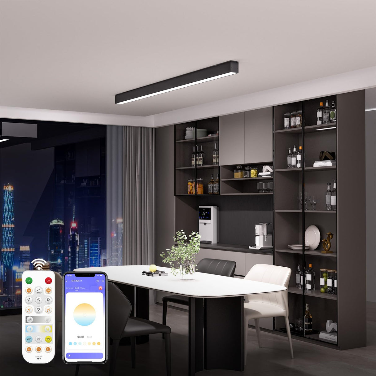 Modern LED Ceiling Light with Remote - 39.1 inch Dimmable