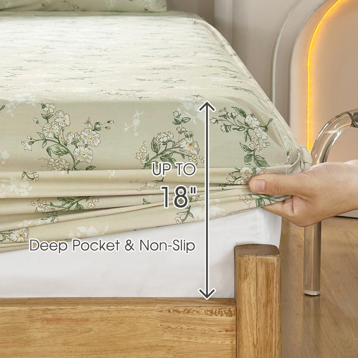 Floral Bed Sheets Queen - Cotton Sheet Deep Pocket up to 18 inch