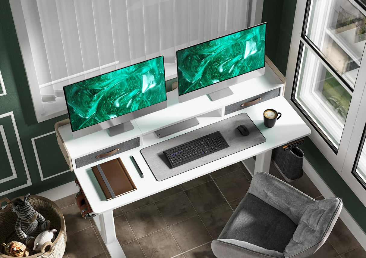 Standing Desk with Drawers, Stand Up Electric Standing Desk Adjustable Height