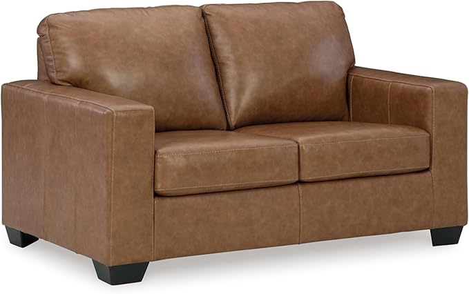 Design by Ashley Maggie Contemporary Loveseat for Living Room, Light Brown