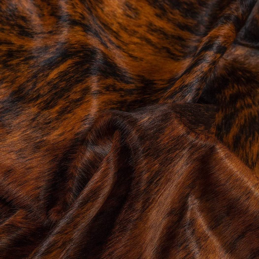 100% Genuine Brazilian Cowhide Rug - Brindle Brown - Luxury Cowskin Leather Area