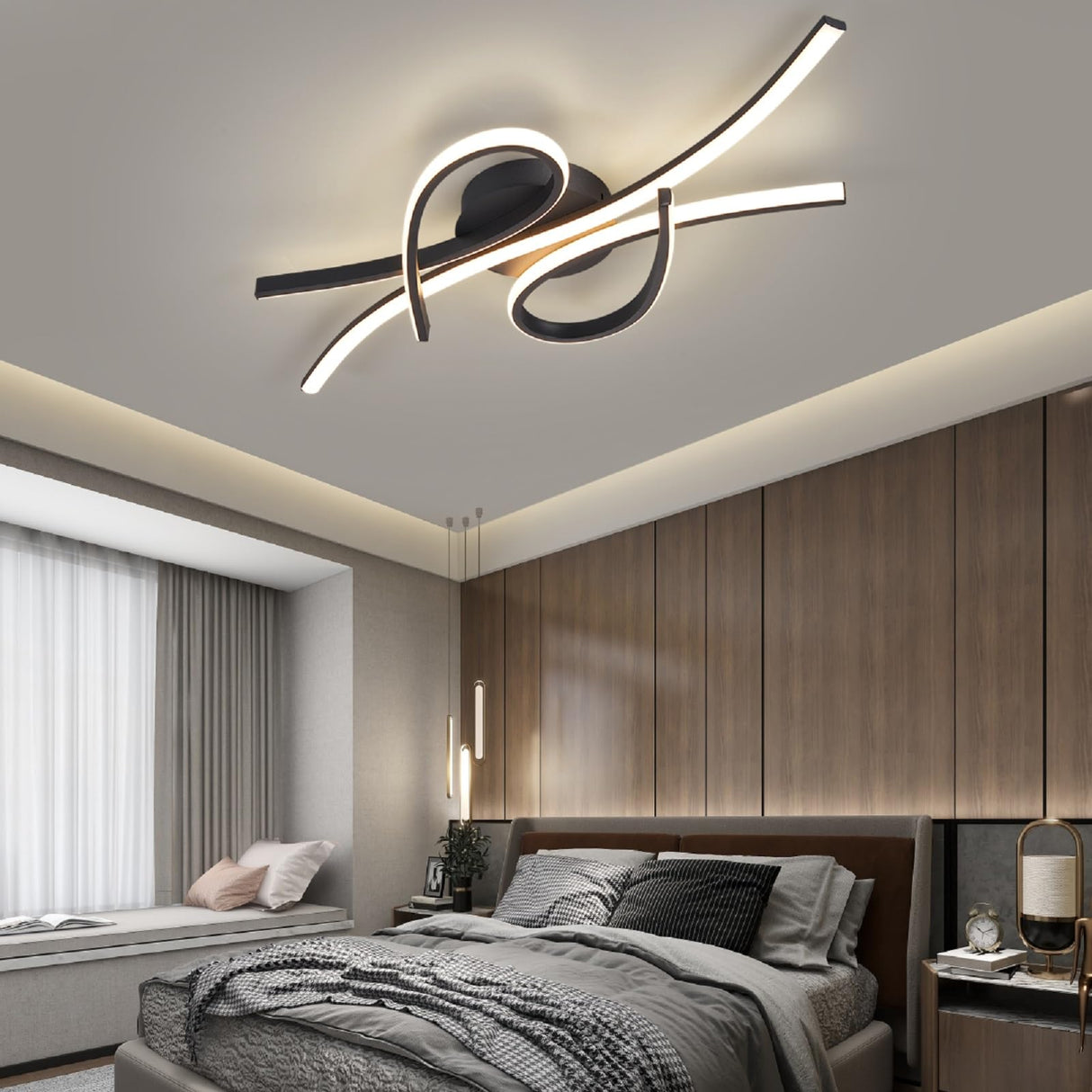 Modern LED Ceiling Light Fixture - 40W Flush Mount Chandelier