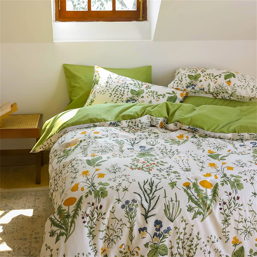 Sage Green Floral Comforter Sets King Women Boho Botanical Bedding Comforters
