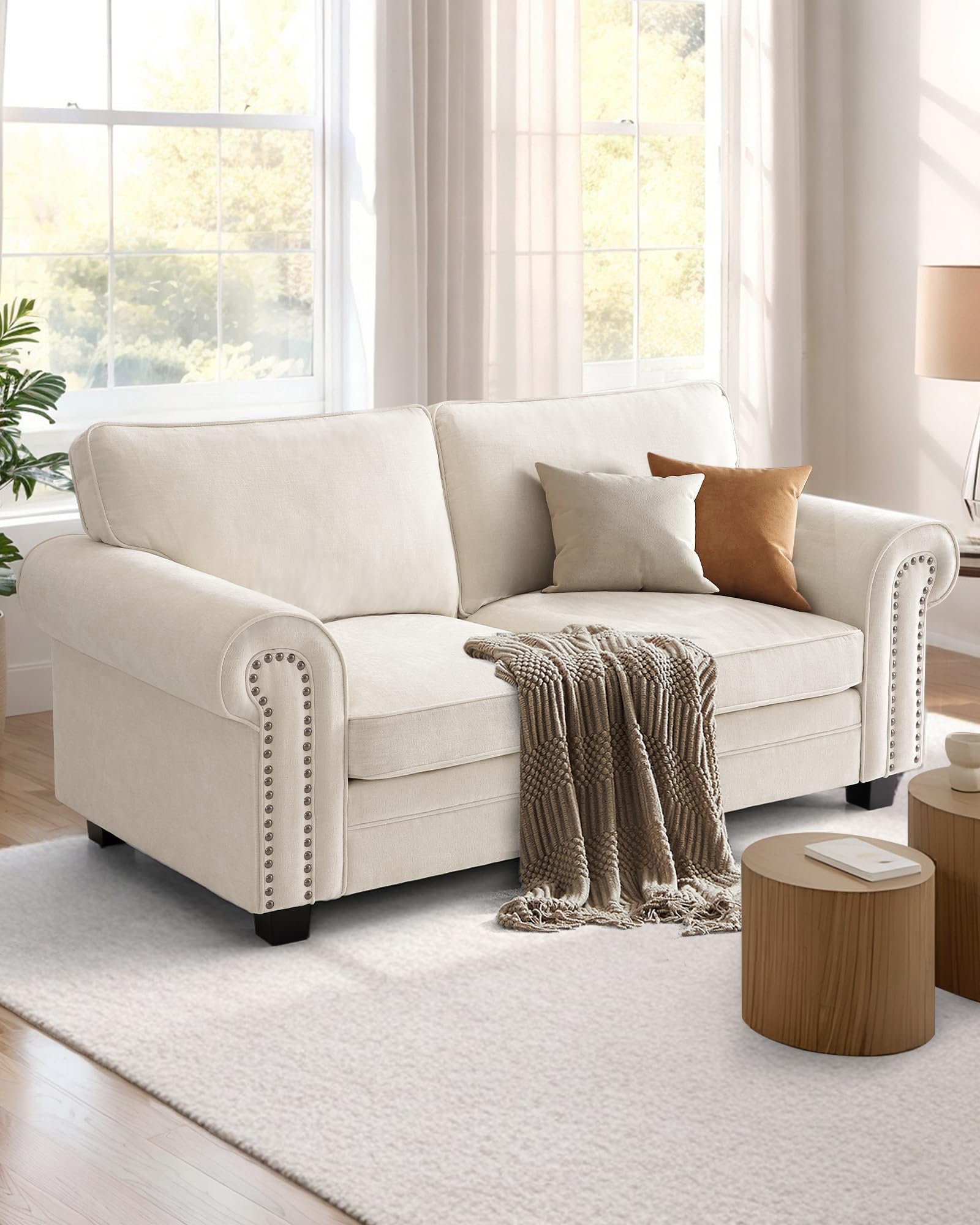 71" Mid-Century Loveseat Sofa Small Chenille Couch