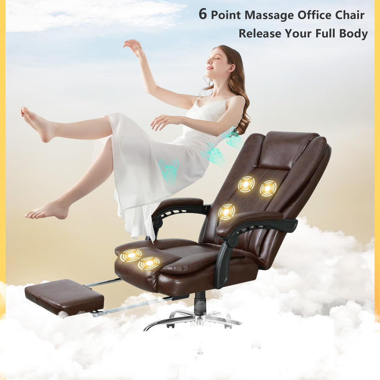 6-Point Massage Executive Office Chair with Heating and Footrest