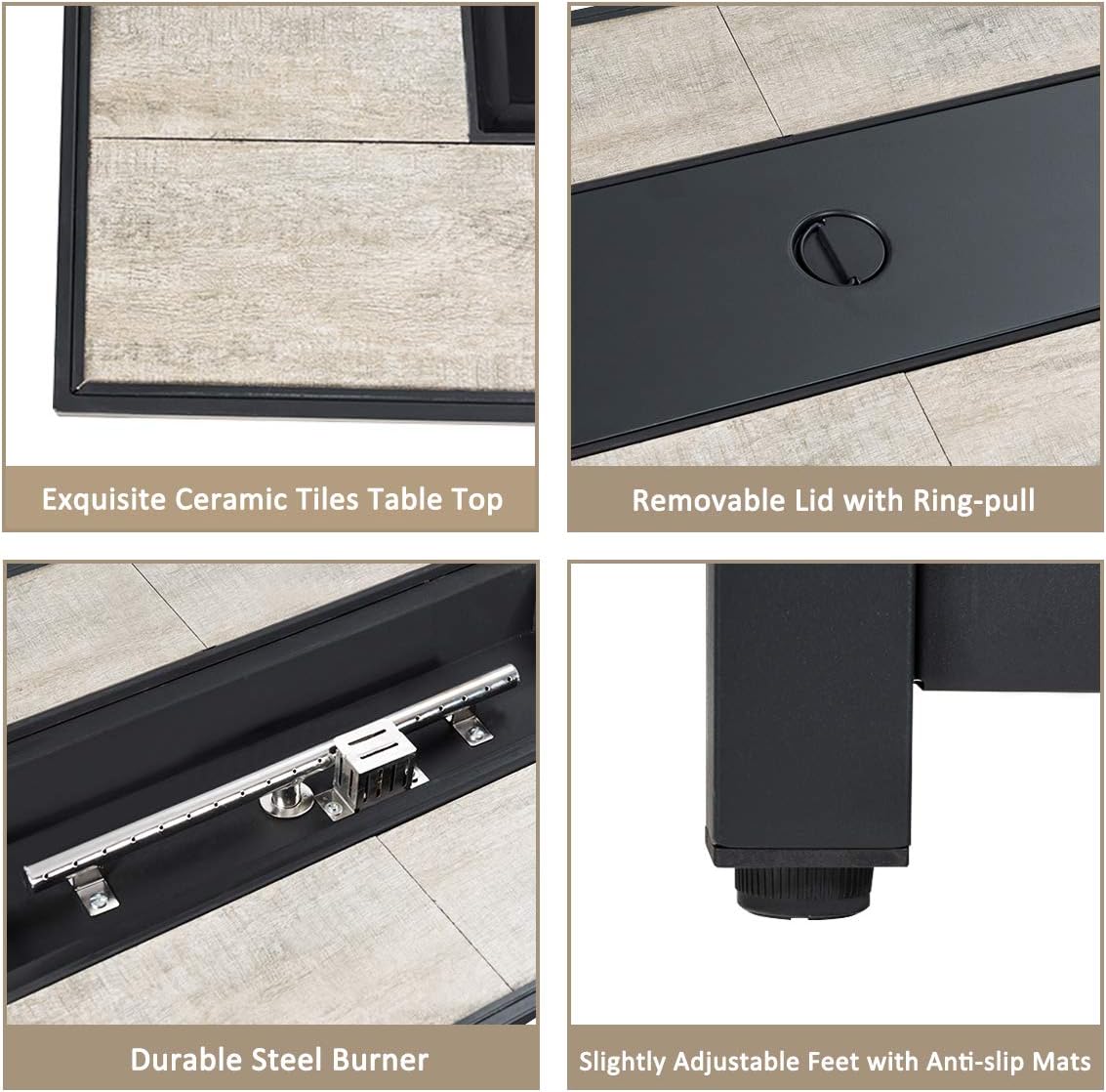 9 PCS Patio Furniture Set with 42” 60,000 BTU Fire Pit