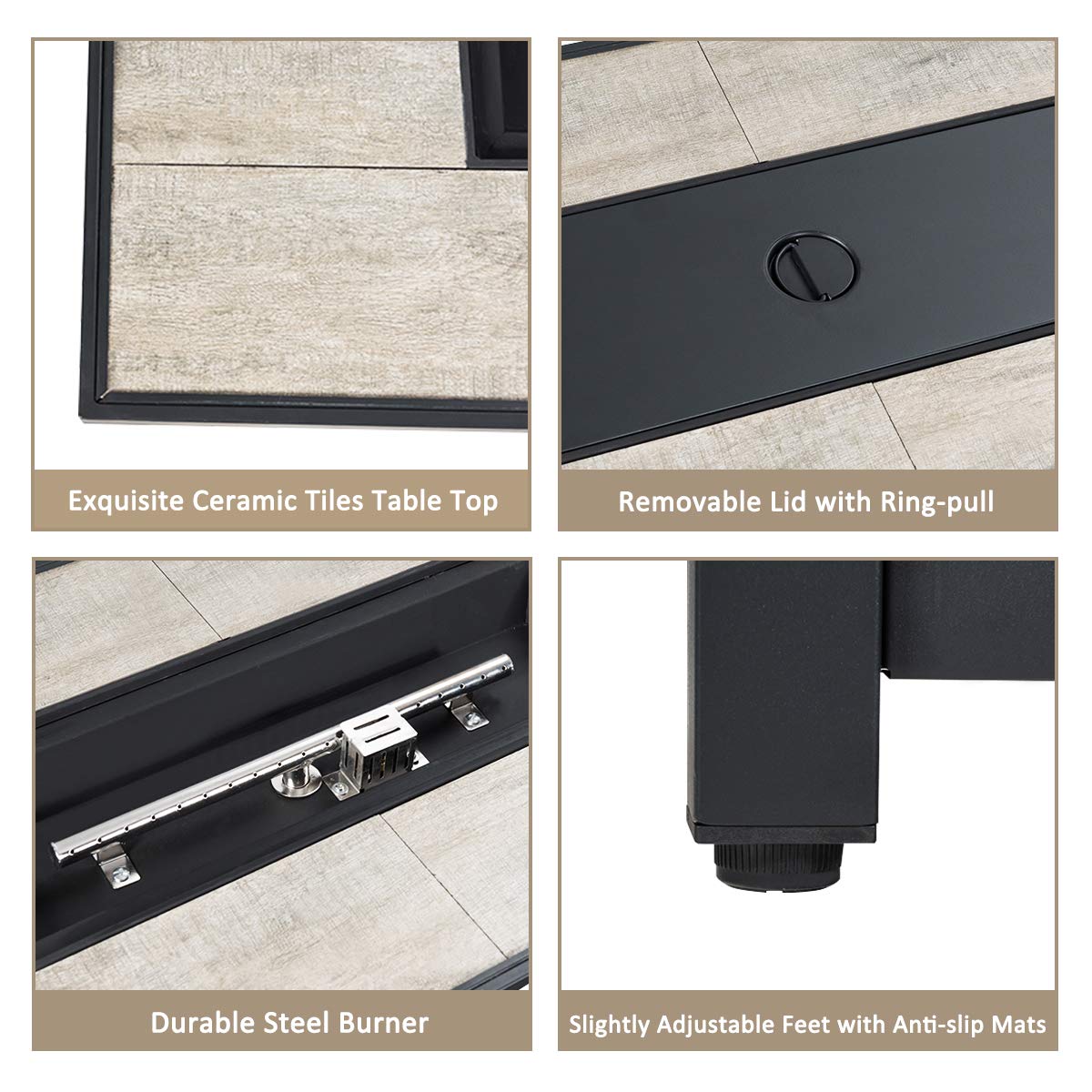 9 PCS Patio Furniture Set with 42” 60,000 BTU Fire Pit