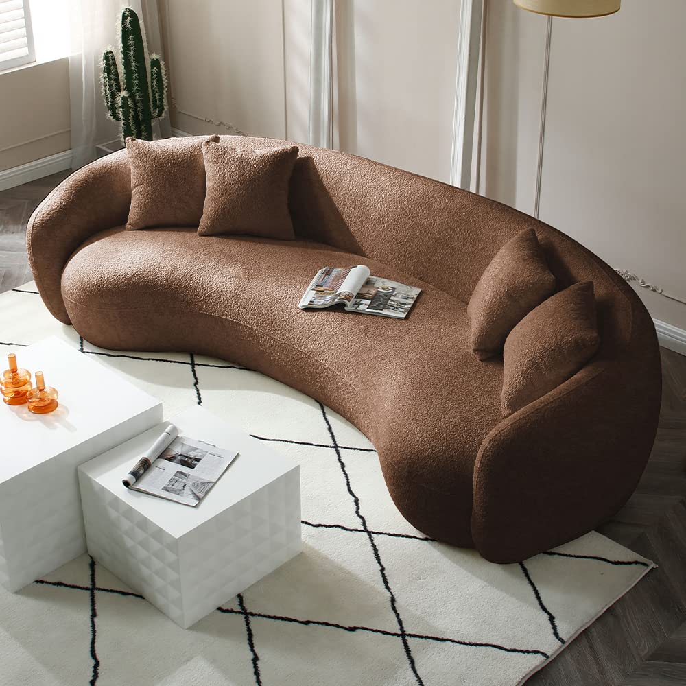 101" Modern Oversized Curved Sofa, Back Upholstered Boucle Couch