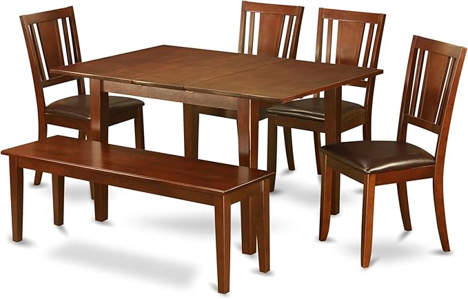 PSDU5-MAH-LC 5 Piece Dining Set Includes a Rectangle Dining Room Table with Butterfly